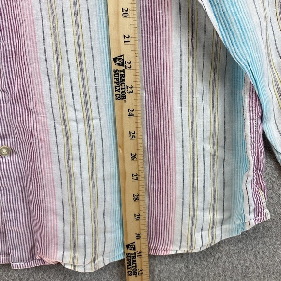 Tommy Bahama 100% linen button down shirt long sleeve colorful stripe XL - Picture 4 of 11